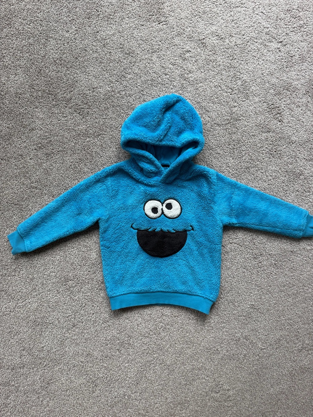H&M Kids Bright Turquoise Fuzzy Cookie Monster Hoodie